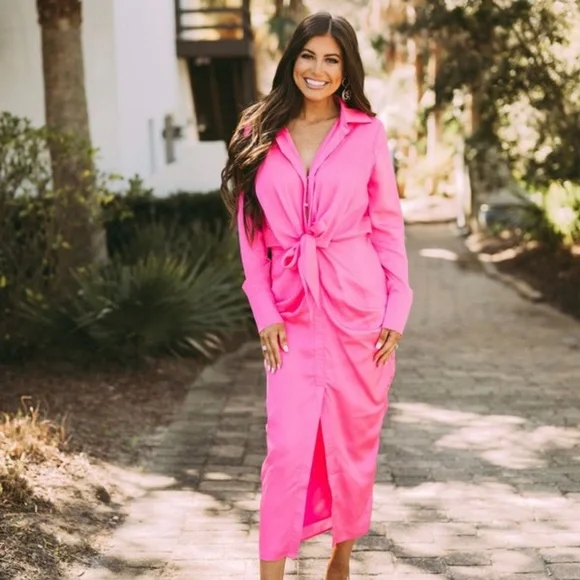 Beautiful Hot Pink Midi Dress- Size Small Nwt | Color: Pink | Size: S | Brhendrick's Closet